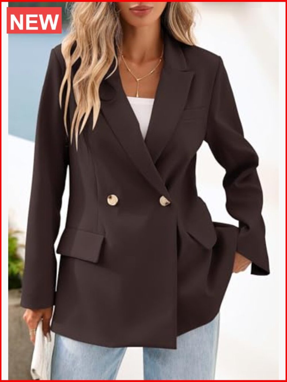 Open Front Blazer with Pockets - Long Sleeve Lapel Suit Jacket for Women - Picture 3 of 7